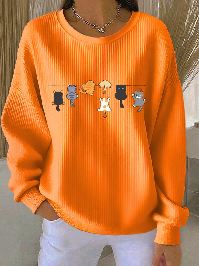 Women's Cute Cat Print Casual Sweatshirt