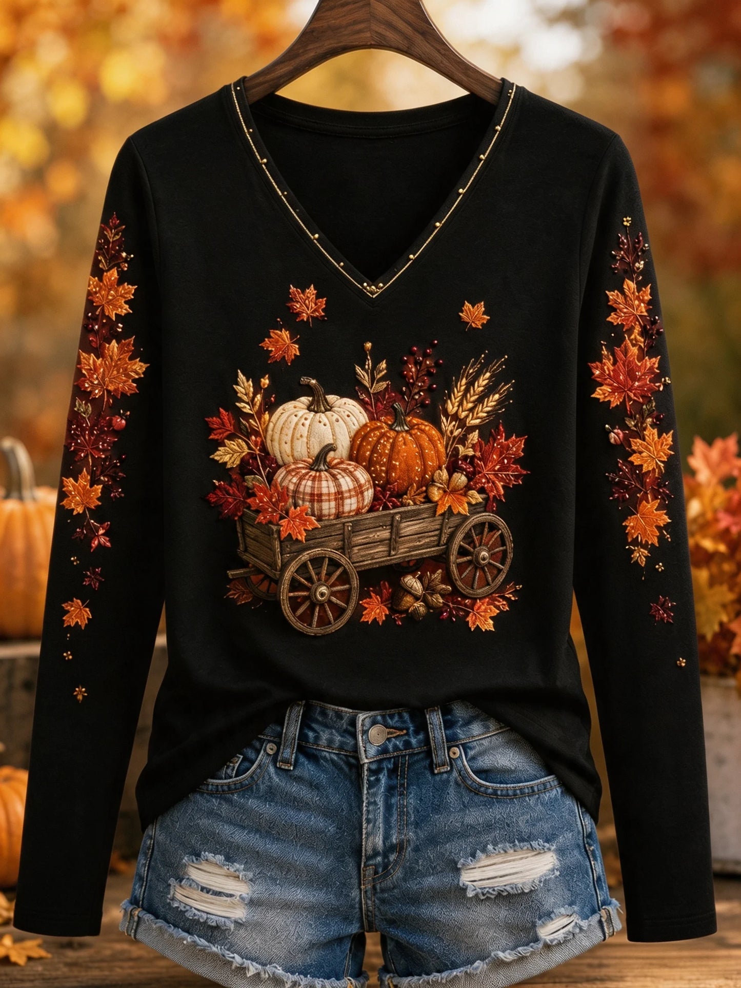 Women's Fall Fun Casual Printed Long Sleeve T-Shirt