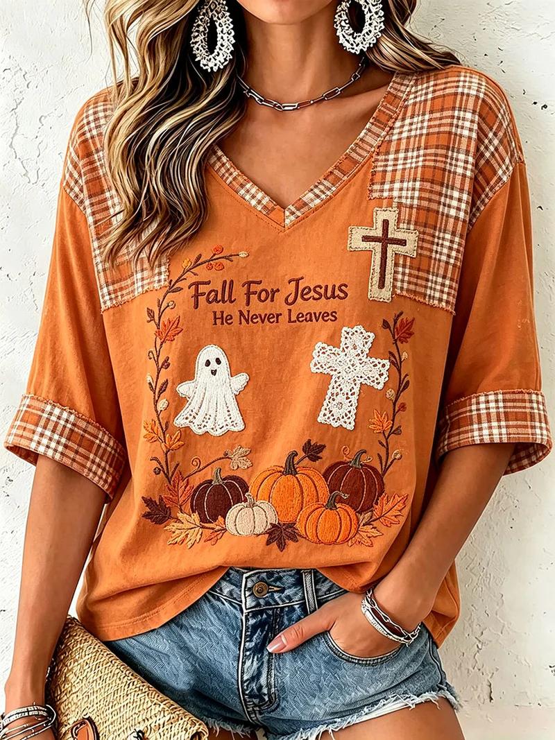 Women's Fall Casual Faith Graphic Print T-Shirt