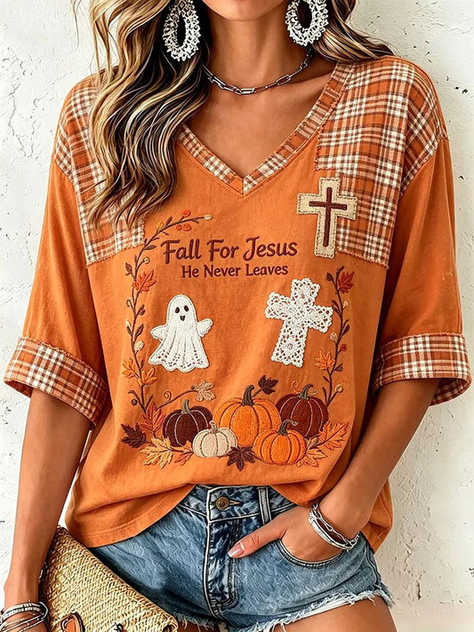 Women's Fall Casual Faith Graphic Print T-Shirt