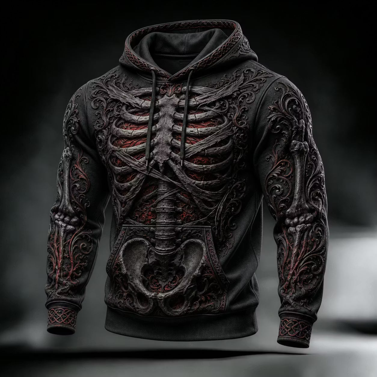 Men's Halloween Gothic Skull Print Casual Hoodie