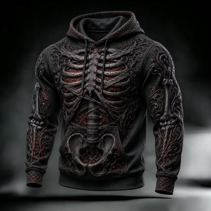Men's Halloween Gothic Skull Print Casual Hoodie