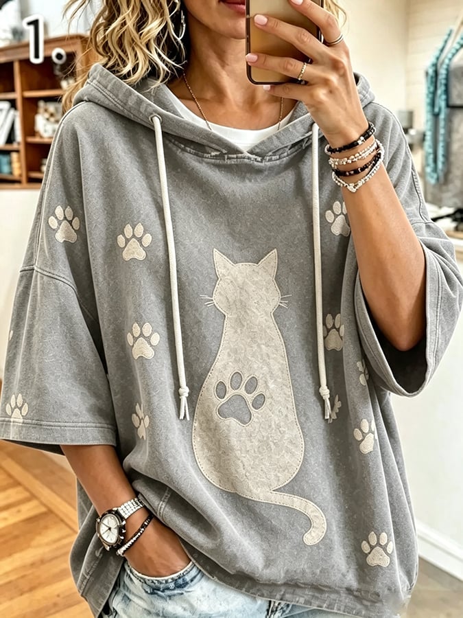 Women's Cat Printing Art Casual Top