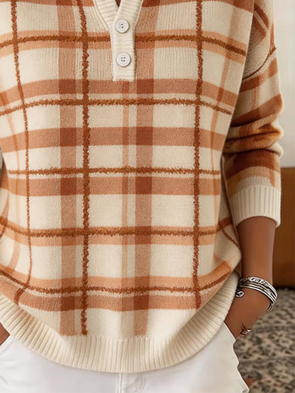 Women's Casual Henley Collar Autumn Print Shirt
