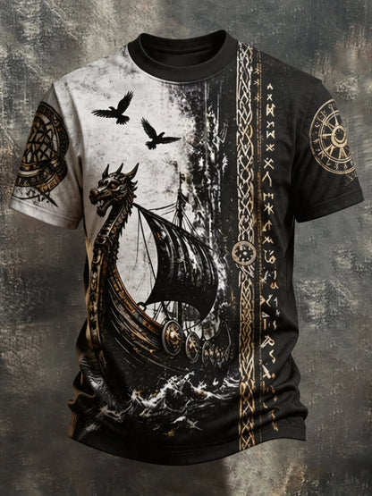Men's Vintage Viking-Print T-Shirt