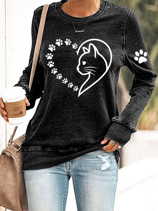 Women's Heart Paw Print Sweatshirt