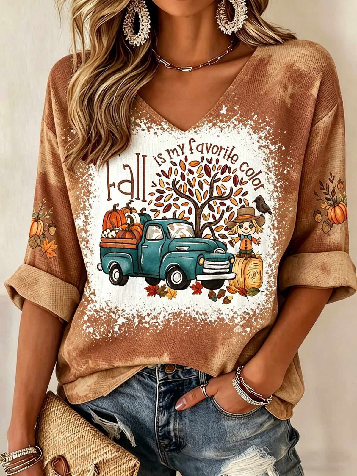 Women's Fall Is My Favorite Color round neck short sleeve T-shirt