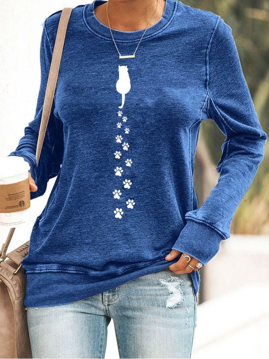 Women's Cat Paw Print Sweatshirt