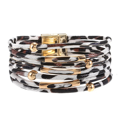 Leopard Print PU Alloy Bracelet