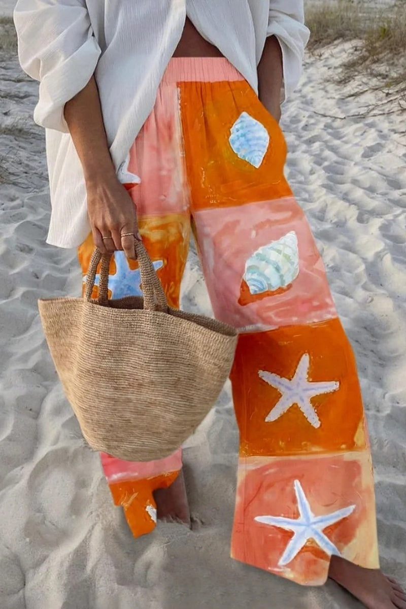 Conch Starfish Printed Casual Trousers