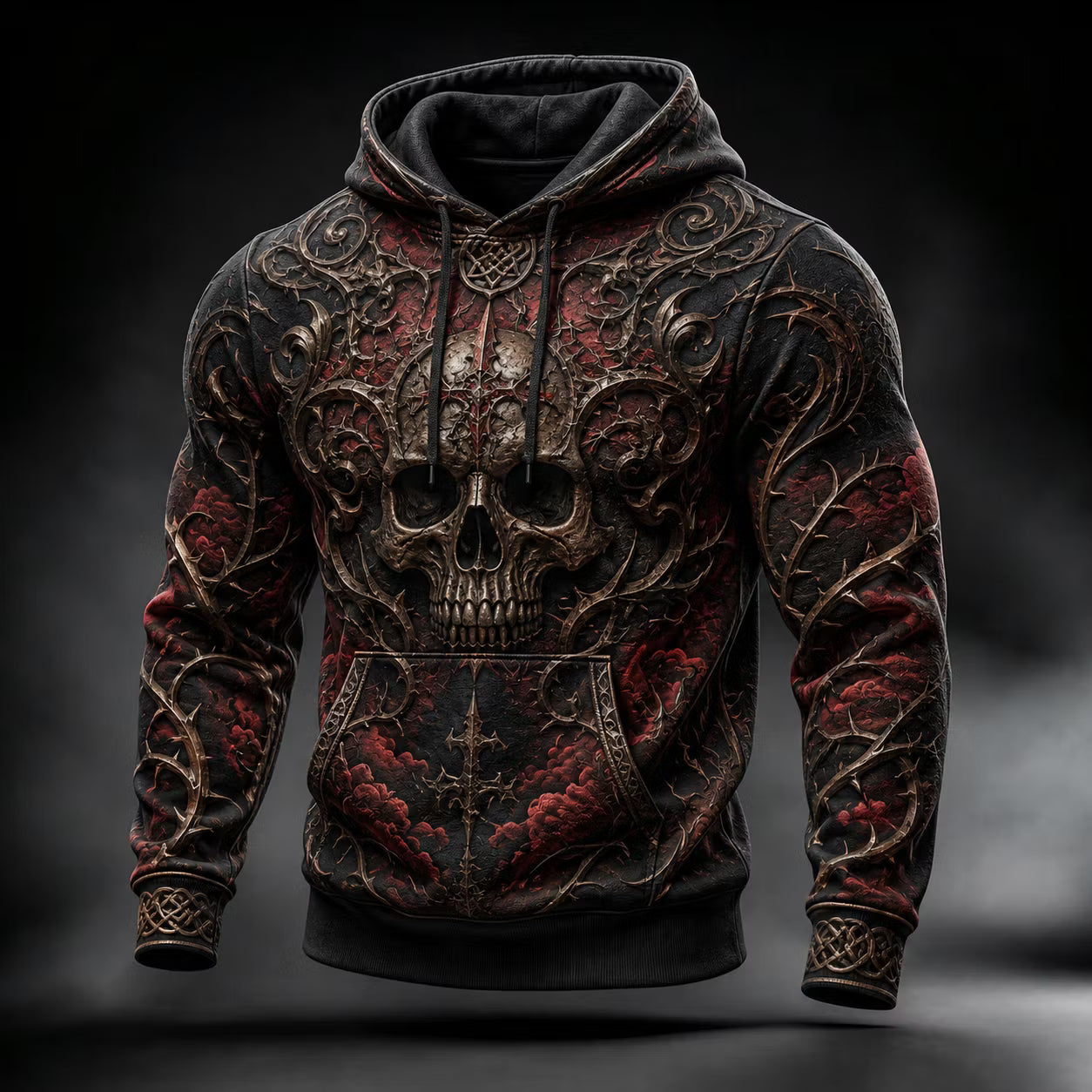 Men's Halloween Gothic Skull Print Casual Hoodie