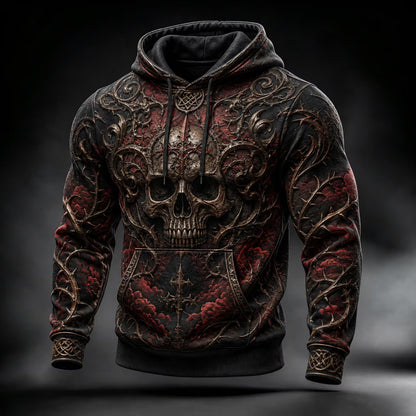 Men's Halloween Gothic Skull Print Casual Hoodie
