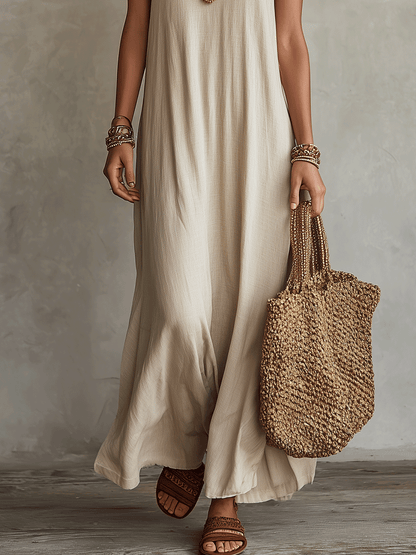 Effortless Bohemian Relaxed Linen Slip Maxi Dress