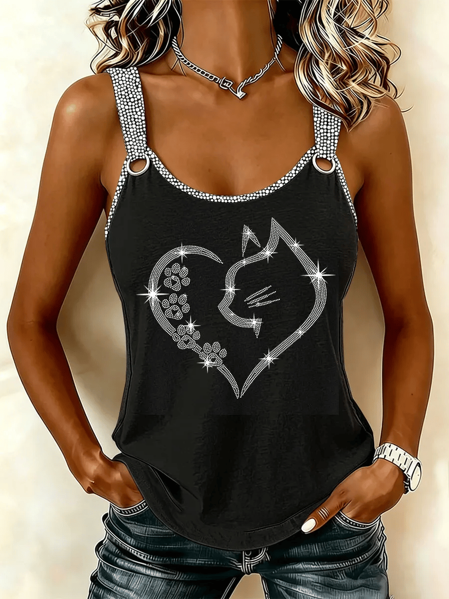 Women's Cat Print Casual Vest