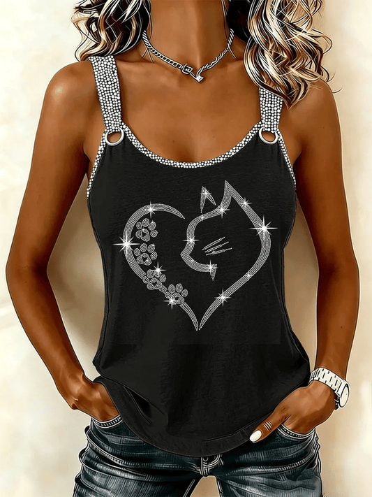 Women's Cat Print Casual Vest