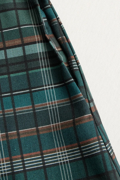 Women's Plaid Lapel Single-Breasted Shirt Maxi Dress