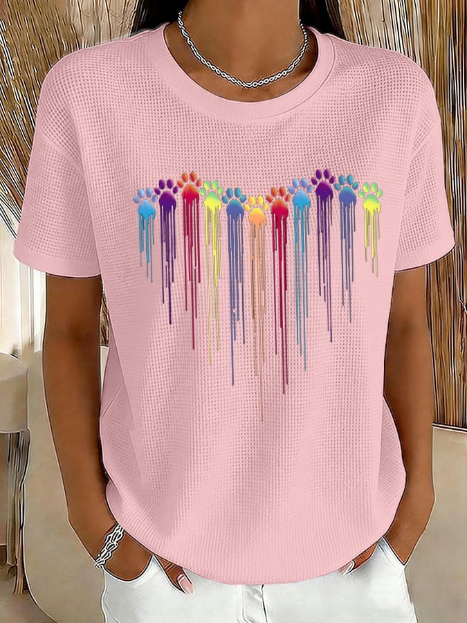 Women's Paws Print Waffle T-shirt