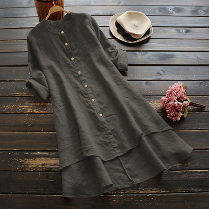 Button Through High Low Hem Shirt Dress