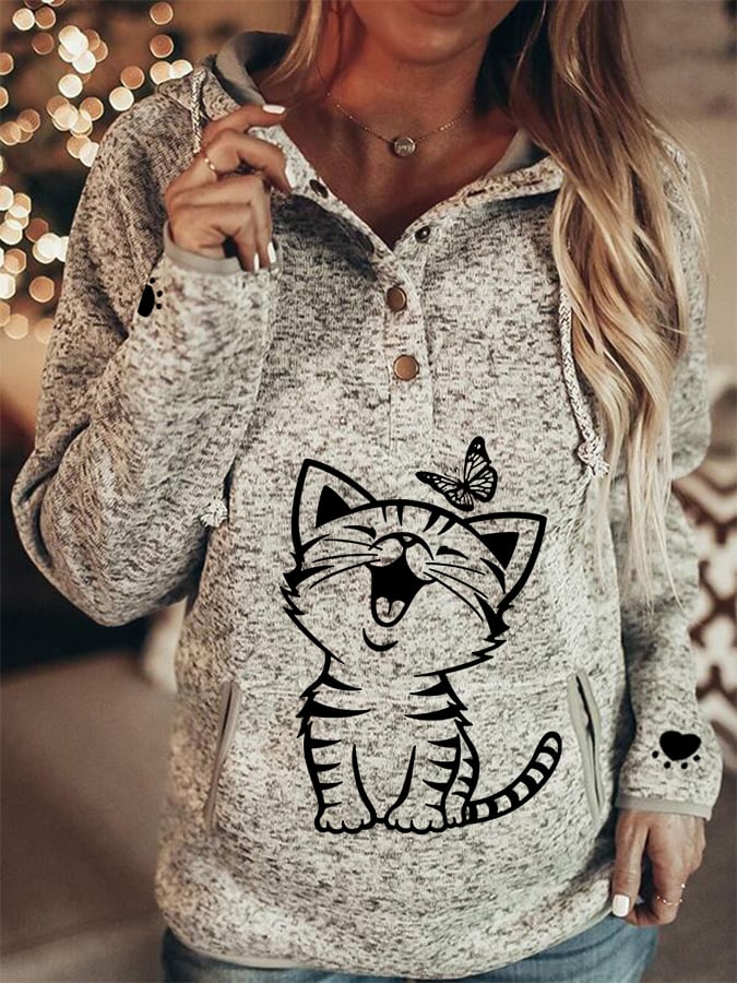 Women's Cute Cat Casual Hoodie