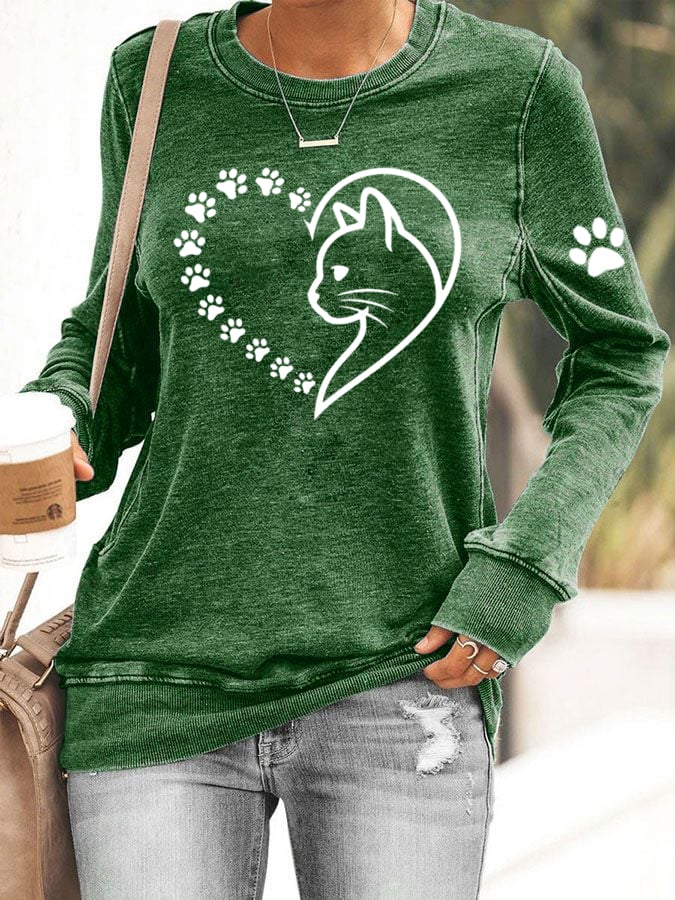 Women's Heart Paw Print Sweatshirt