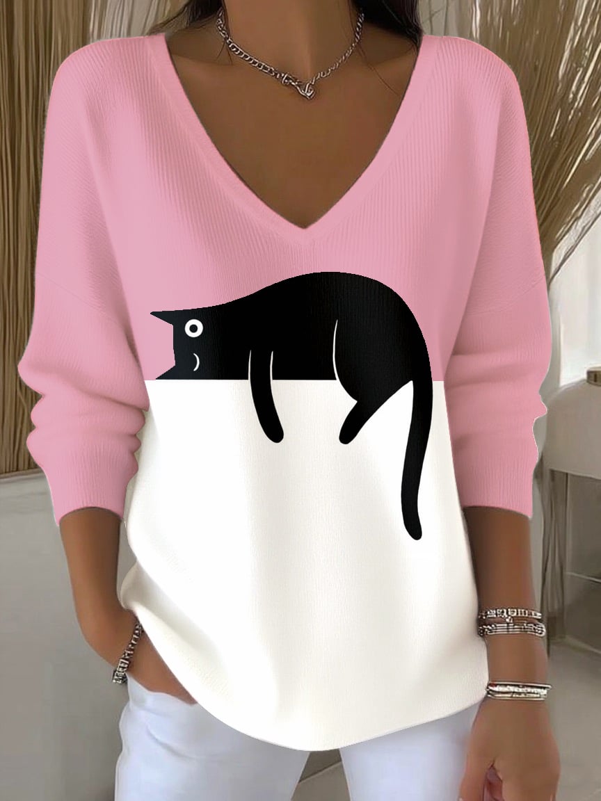 Women's Cute Cat Print Top