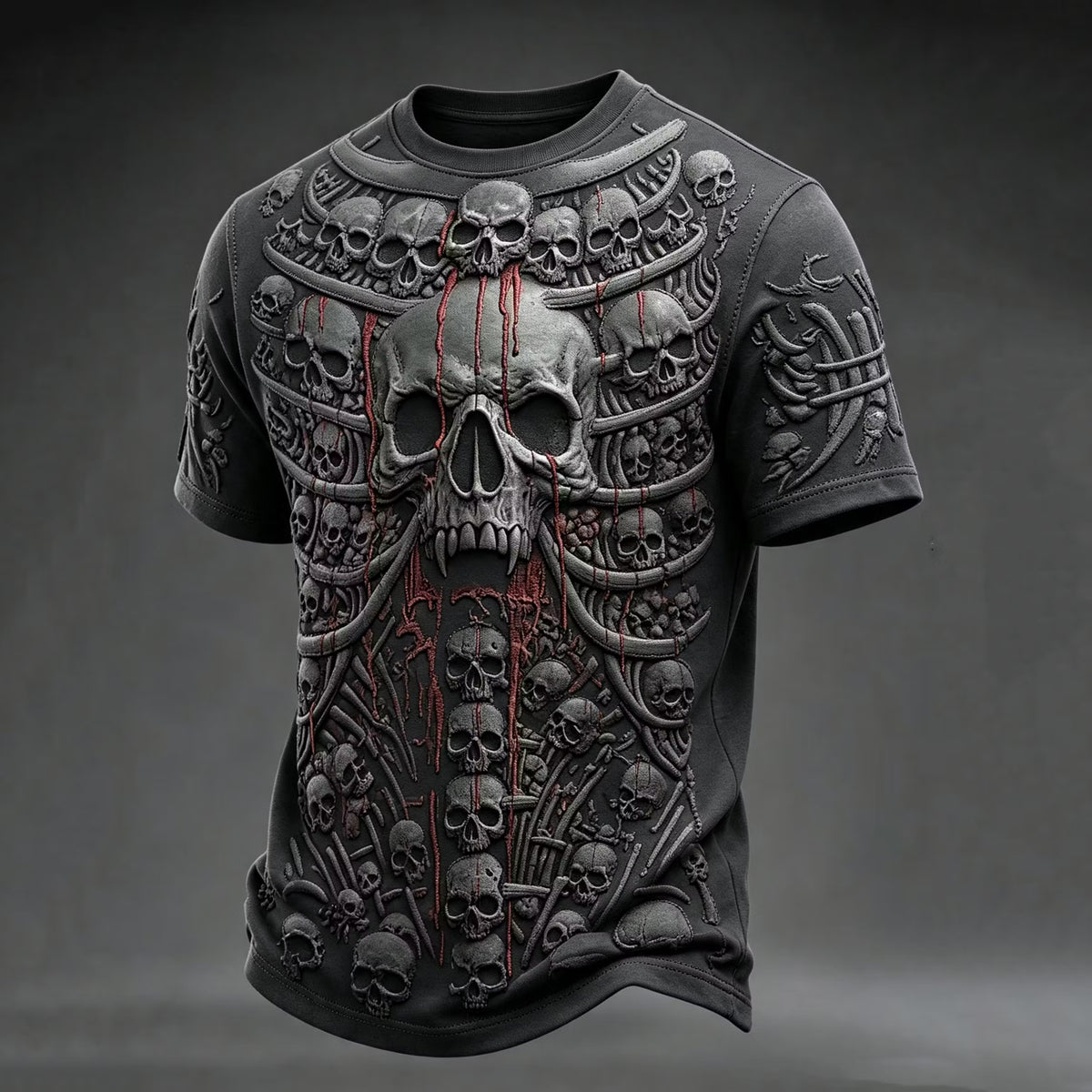 Men's Retro Halloween Skull Pattern Casual T-shirt