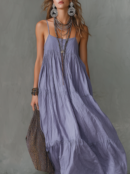 Boho Lavender Tiered Maxi Dress