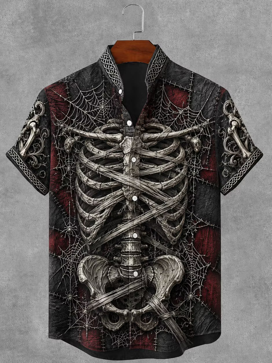 Men's Gothic Skeleton Art Print Casual T-shirt