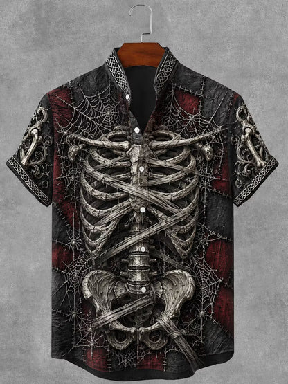 Men's Gothic Skeleton Art Print Casual T-shirt