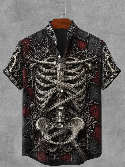 Men's Gothic Skeleton Art Print Casual T-shirt