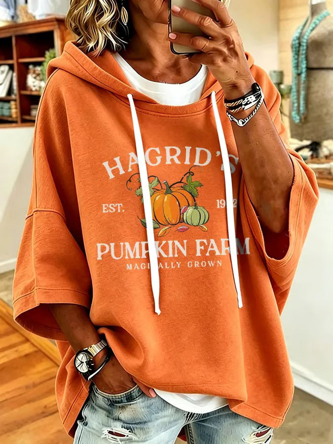 Women's Vintage Pumpkin Print Hoodie