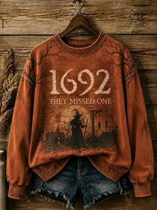 Women's Halloween 1692 Printed Pattern Casual Sweatshirt