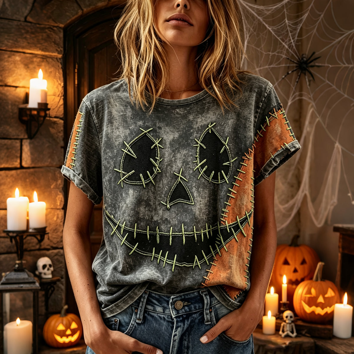 Women's Distressed Expression Halloween Top