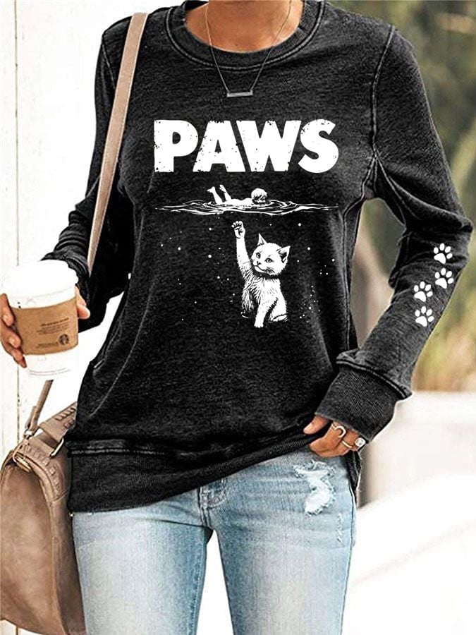 Women's Paws Cat Print Sweatshirt