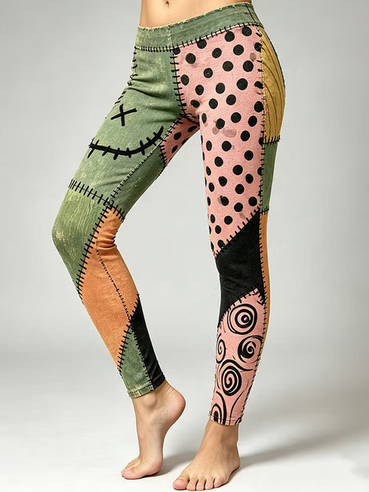 Women's Halloween Color Block Casual Leggings