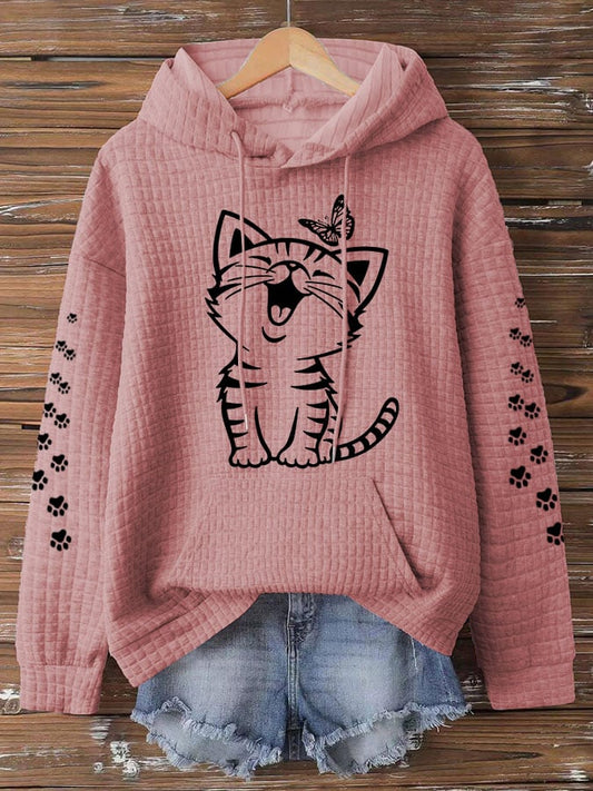 Women'S Cute Cat Print Hoodie Sweatshirt