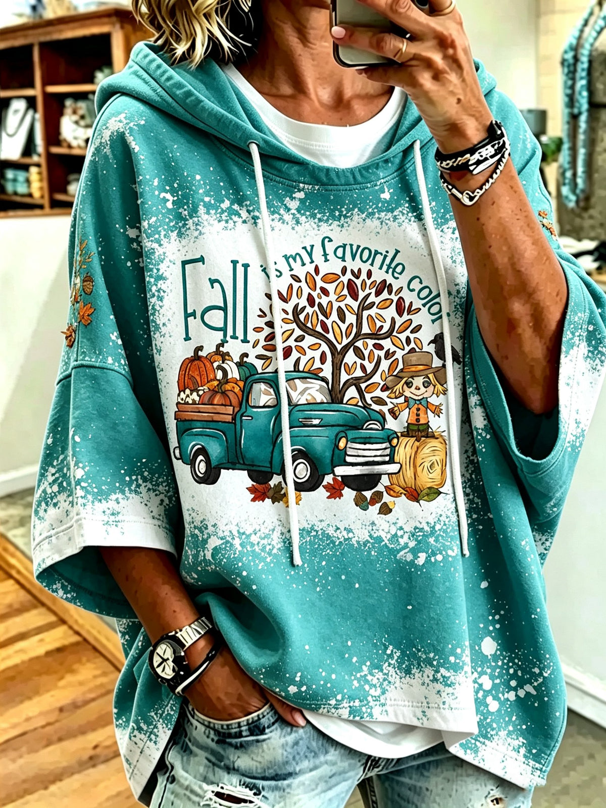 Women's Fall Is My Favorite Color Plaids Printed Hoodie