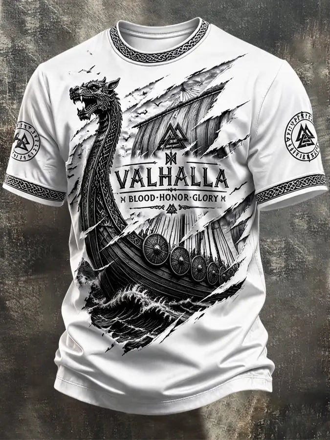 Men's Vintage Viking-Print T-Shirt
