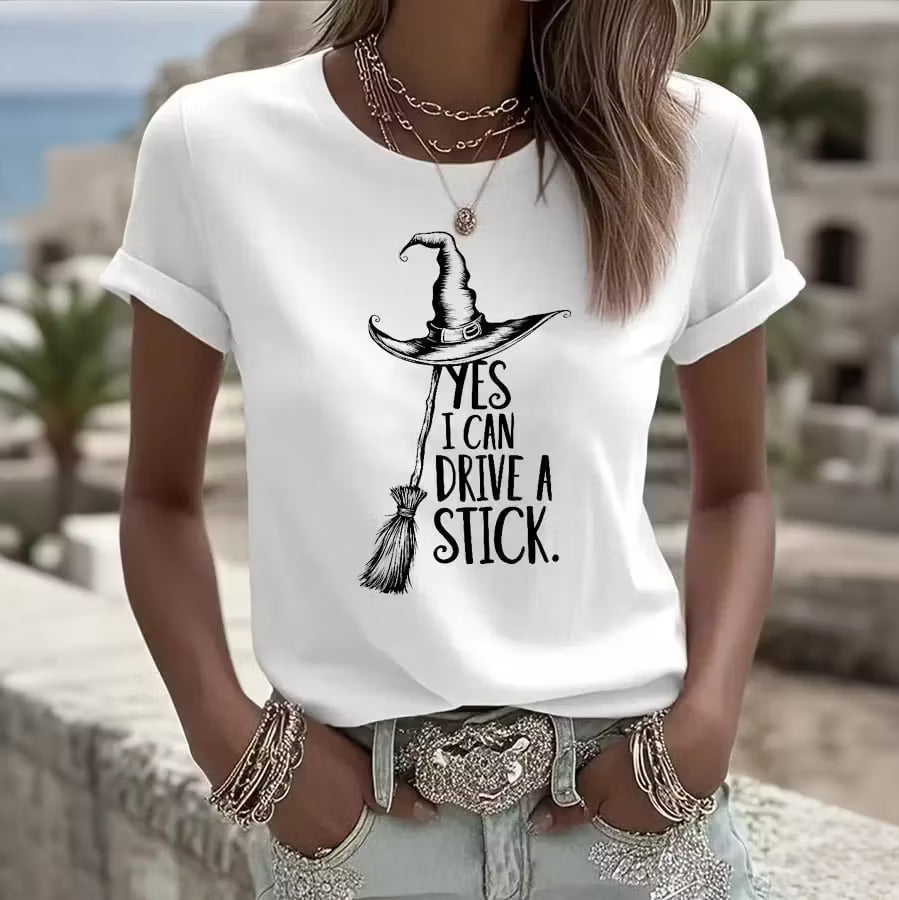 Yes I Can Drive A Stick Women's  Pattern Casual T-shirt