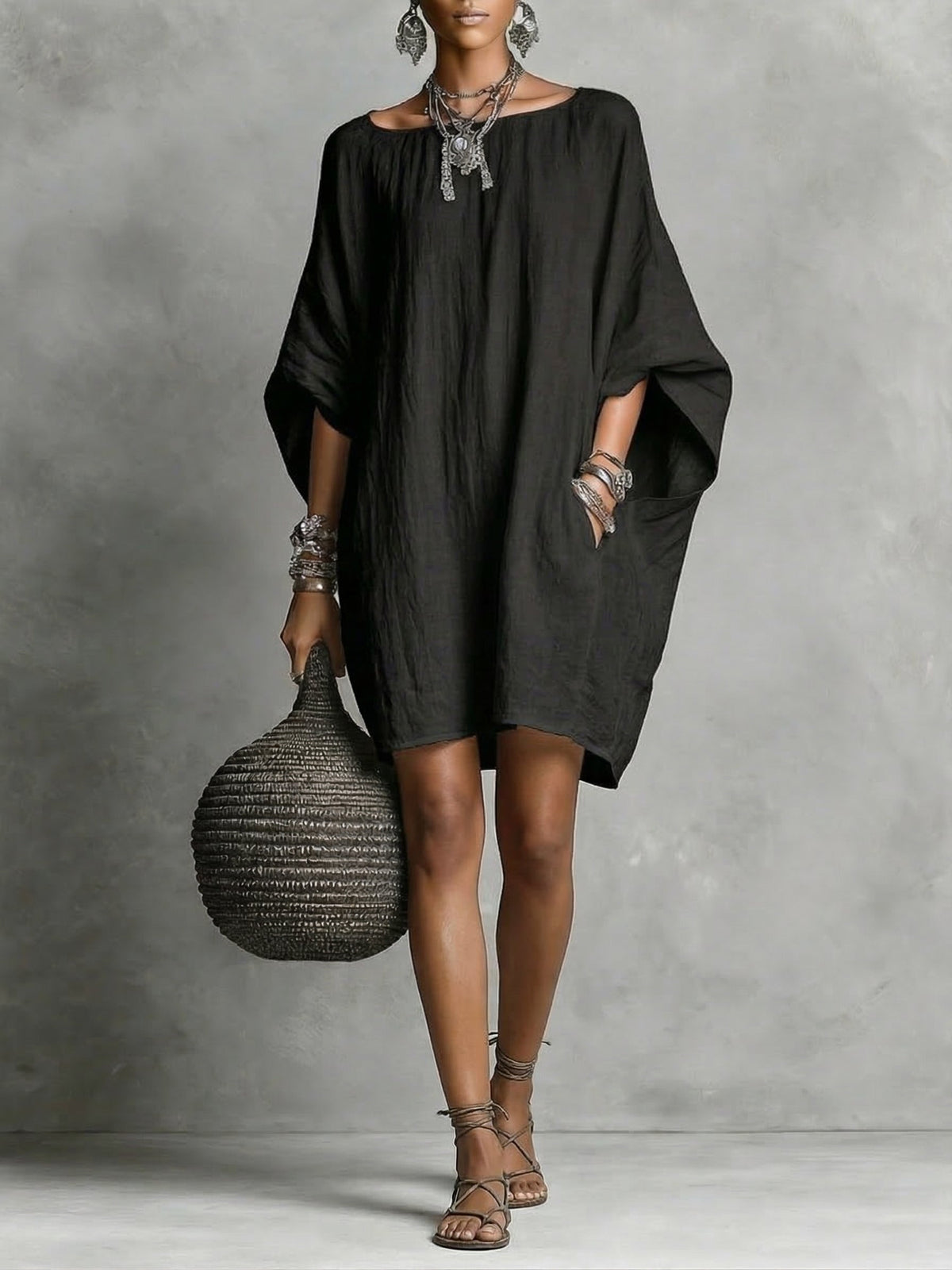 Casual cotton and linen dress