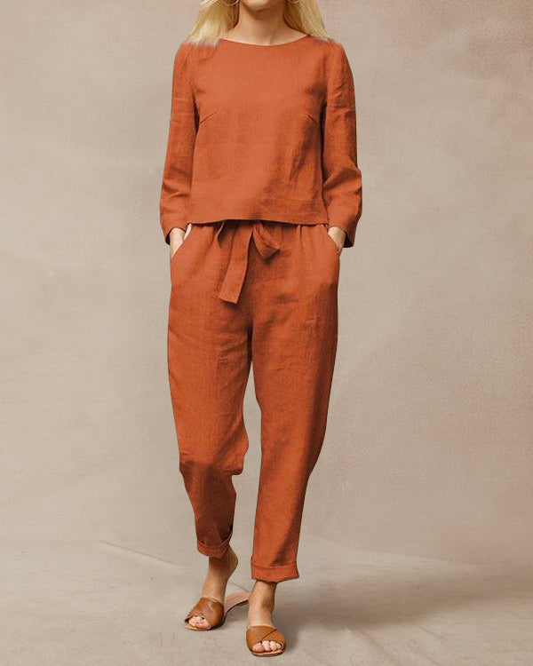 Women's Solid Color Fashion Leisure Suit Two-piece Set Suit