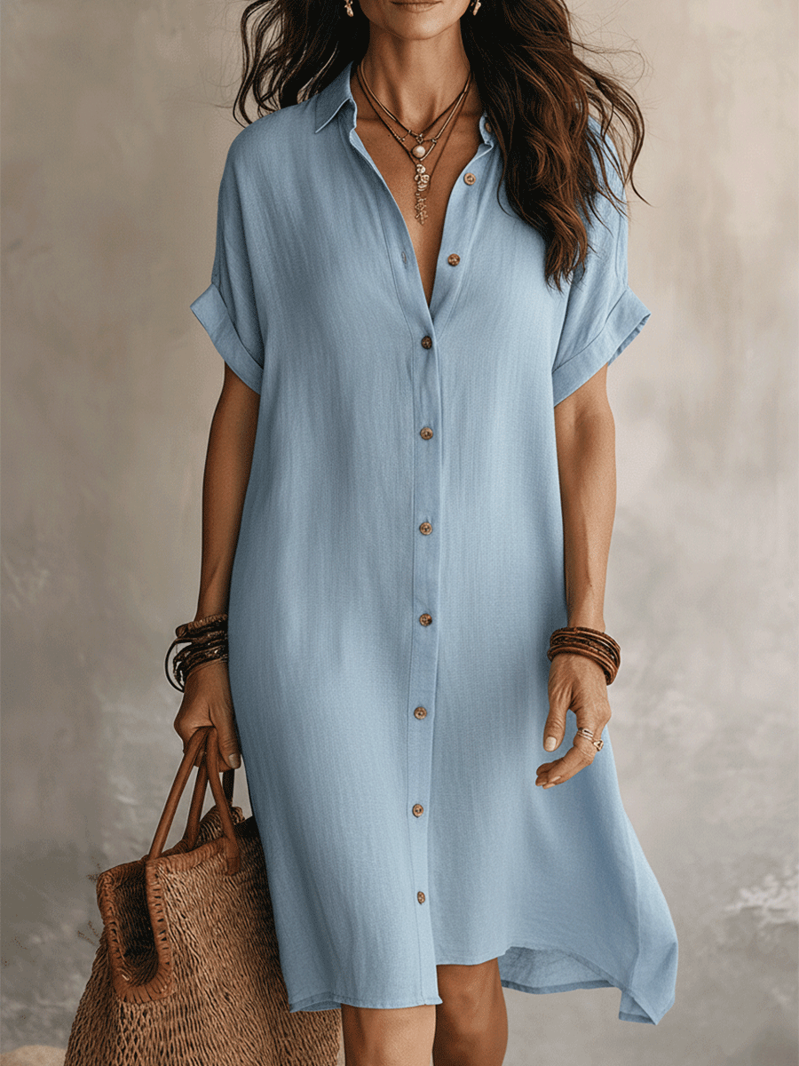 Modern Boho Effortless Black Linen Relaxed Midi Dress