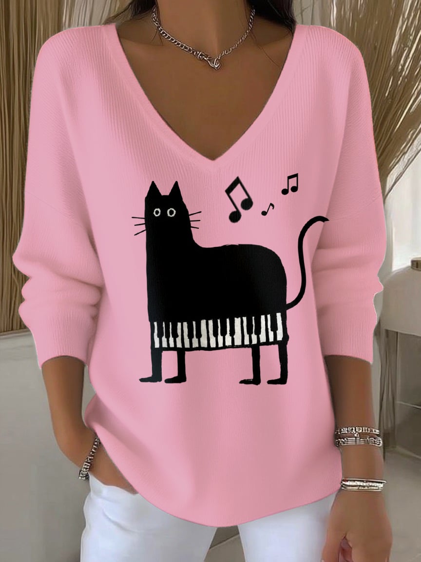 Women's Cute Cat Print Top