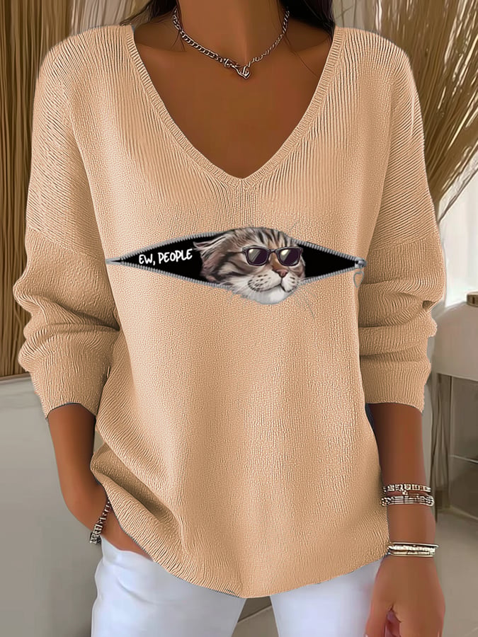 Women's Ew People Casual knitted Top