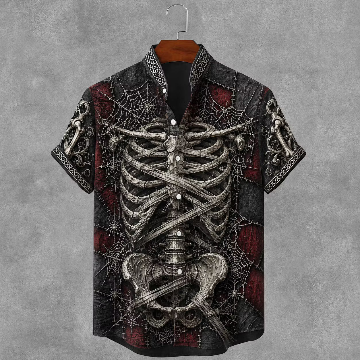 Men's Gothic Skeleton Art Print Casual T-shirt