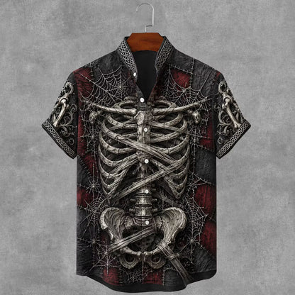 Men's Gothic Skeleton Art Print Casual T-shirt