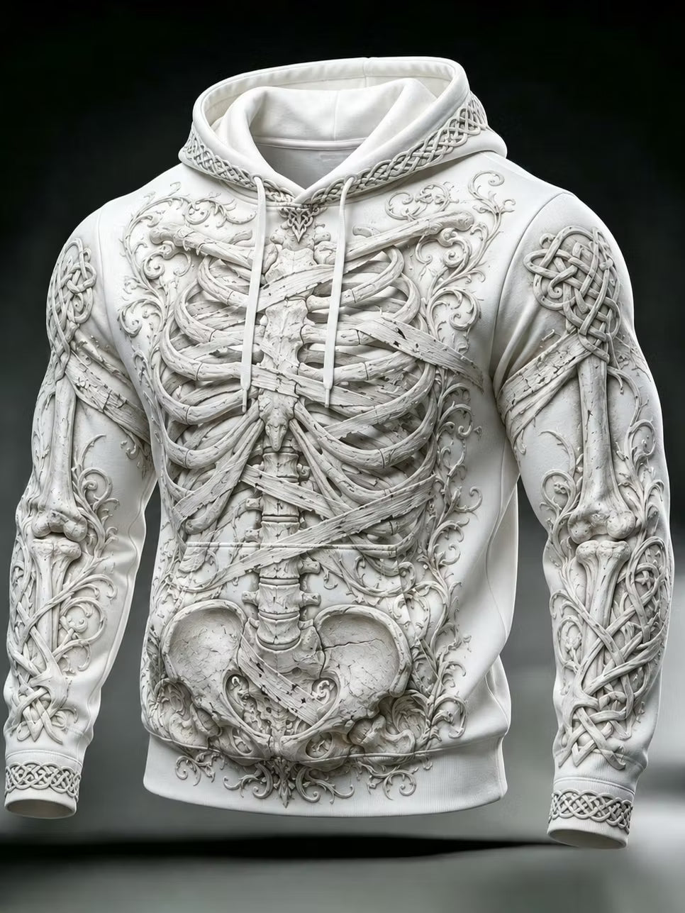 Men's Halloween Gothic Skeletal Bandages Print Casual Hoodie