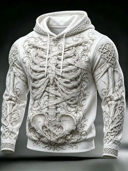 Men's Halloween Gothic Skeletal Bandages Print Casual Hoodie