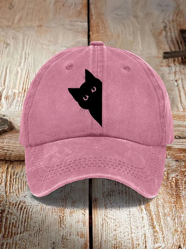 Retro Fun Cat Print Baseball Cap (Unisex)