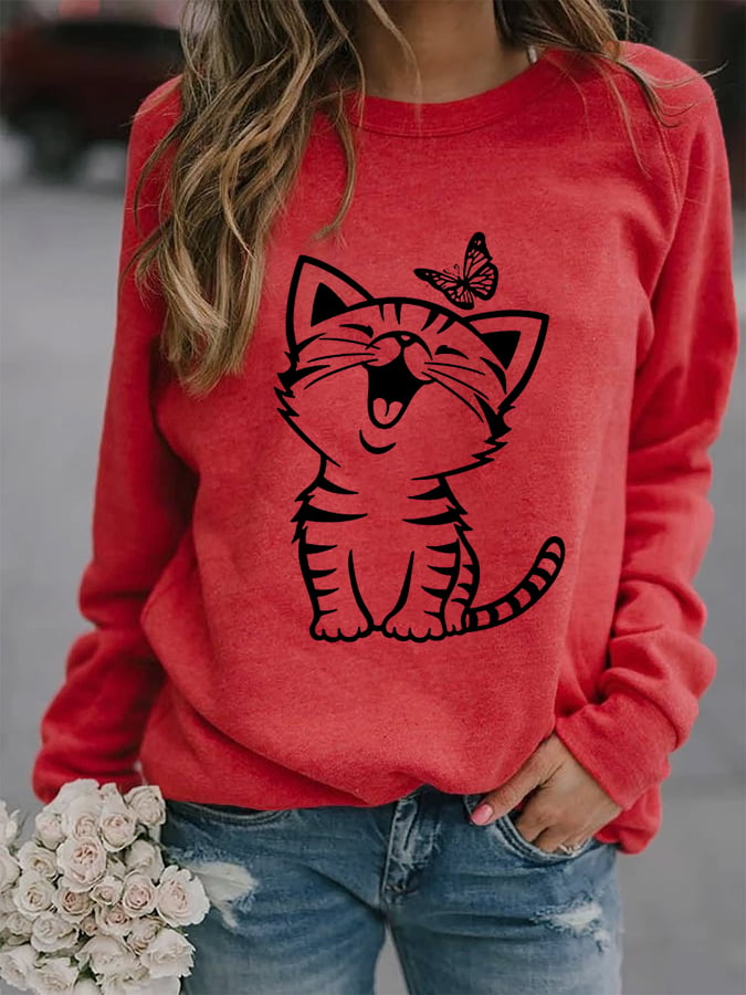 Women's Cute Cat Casual Sweatshirt
